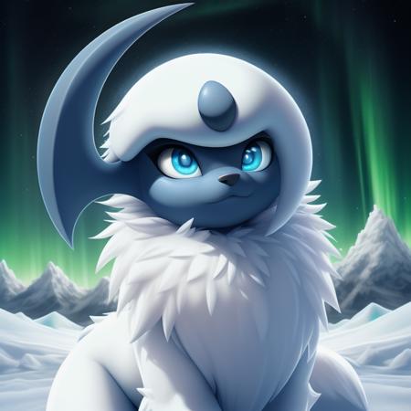 00094-1467892115-absol, ,( full body_1.3),  , majestic look, (cold snow mountain_1.1), Salt Tech, , distant plan, 4 paws, northern lights, (cute.png